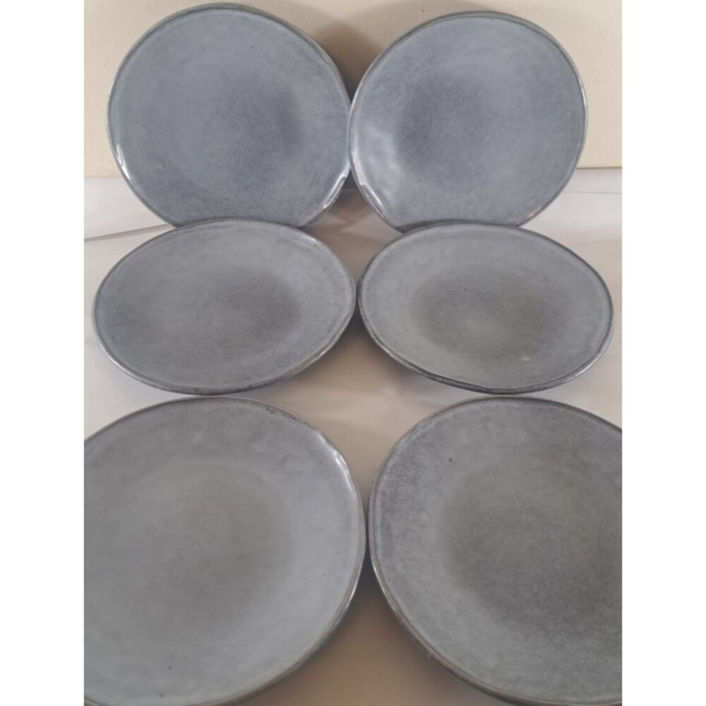 Pier 1 Gray Stoneware Small Salad Plates Set Of 6 Rustic Cottage Minimalist Boho